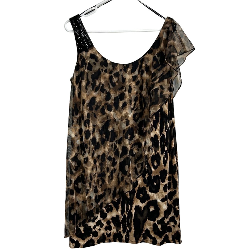 Dress Barn Collection Leopard Print‎ Mini Dress Women's Plus Size 14